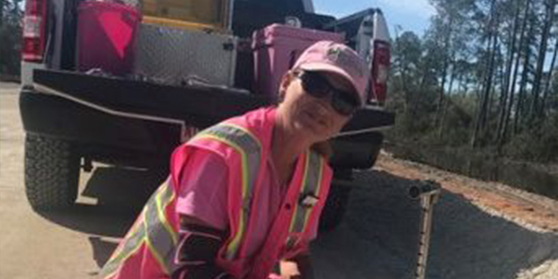 woman working in asphalt